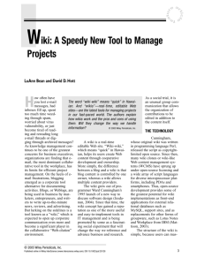 Wiki: A Speedy New Tool to Manage Projects