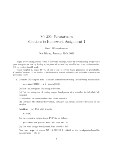 Ma 322: Biostatistics Solutions to Homework Assignment 1