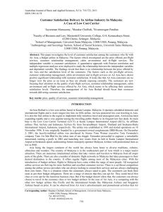 Customer Satisfaction Delivery In Airline Industry In Malaysia: A