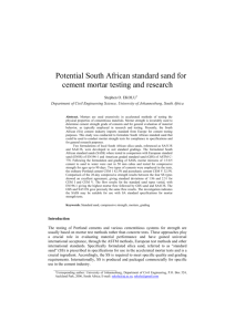 Potential South African standard sand for cement mortar testing and