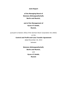 Joint Report of the Managing Board of Siemens Aktiengesellschaft