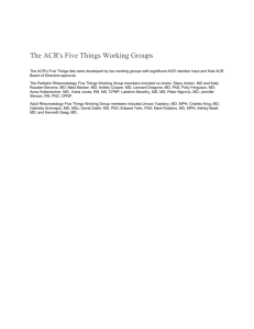 The ACR's Five Things Working Groups