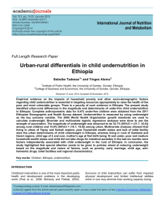 Urban-rural differentials in child undernutrition in