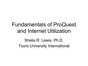 Fundamentals of ProQuest and Internet Utilization