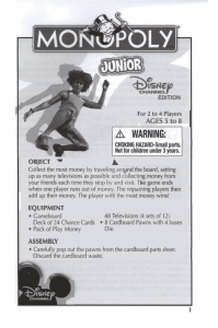 Monopoly Jr. Disney Channel Edition Instructions