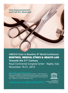 UNESCO Chair in Bioethics 9th World Conference BIOETHICS