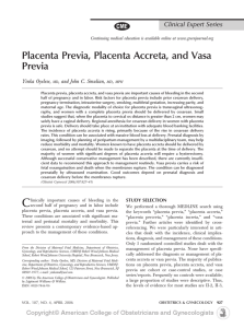 Placenta Previa, Placenta Accreta, and Vasa Previa
