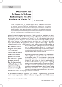 Doctrine of Self Reliance in Defence Technologies: Road to