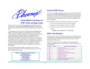 PhoenixBIOS 4.0 Release 6.0 POST Tasks and Beep