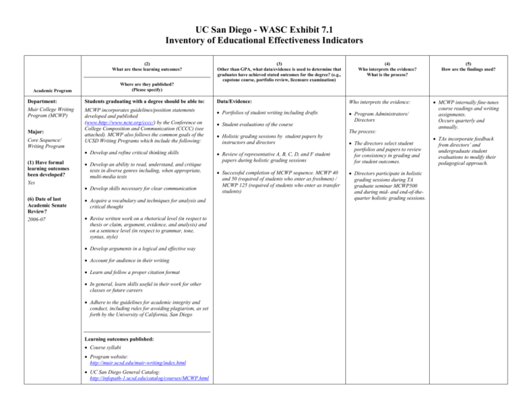 UC San Diego WASC Exhibit 7