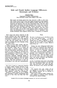 Male and Female Spoken Language Differences: Stereotypes and