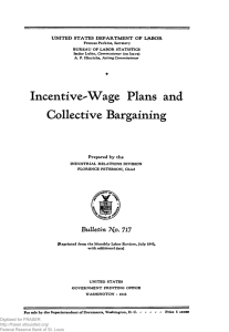 Incentive-Wage Plans and Collective Bargaining : Bulletin of the