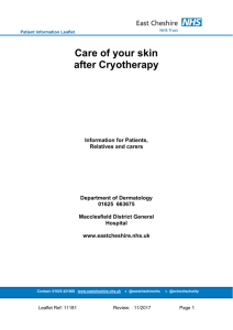 Care of your skin after Cryotherapy