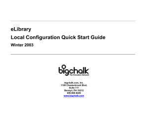 eLibrary Local Configuration Quick Start Guide