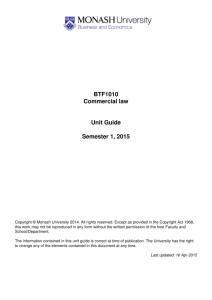 BTF1010 Commercial law Unit Guide Semester 1, 2015