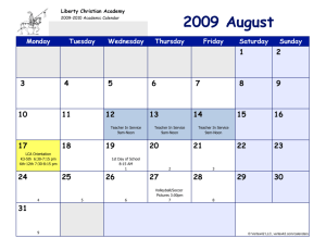 2008-2009 School Calendar - Liberty Christian Academy