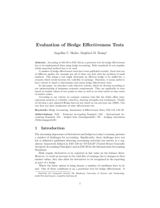 Evaluation of Hedge Effectiveness Tests