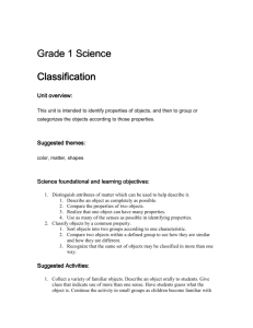 Grade 1 Science Grade 1 Science Classification Classification