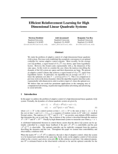 Efficient Reinforcement Learning for High Dimensional Linear