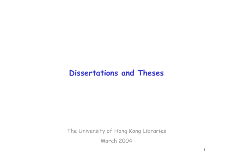 Dissertations and HKU Past Examination Papers