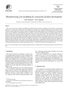 Manufacturing cost modelling for concurrent product development