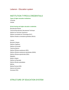 Education system INSTITUTION TYPES & CREDENTIALS