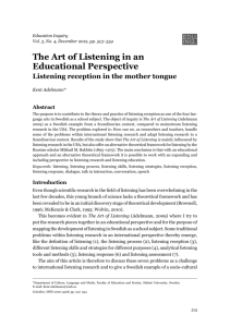 The Art of Listening in an Educational Perspective