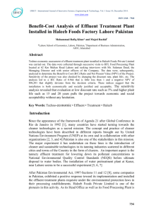 Benefit-Cost Analysis of Effluent Treatment Plant Installed in Haleeb