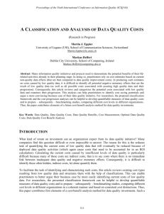 a classification and analysis of data quality costs