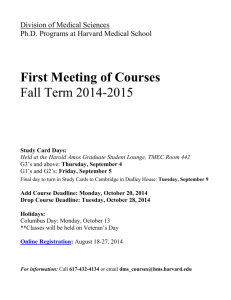 Fall 2014 First Meeting of Courses