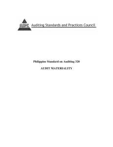 Philippine Standard on Auditing 320 AUDIT MATERIALITY
