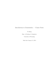 Introduction to Geostatistics — Course Notes - would