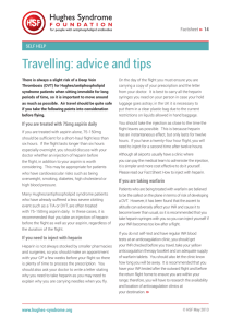 Travelling: advice and tips - Hughes Syndrome Foundation