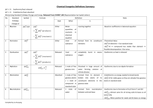 Chemical Energetics Definitions Summary