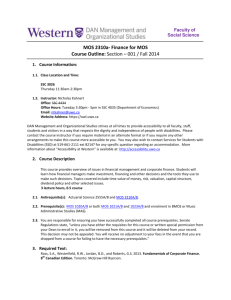 MOS 2310a- Finance for MOS Course Outline: Section – 001 / Fall