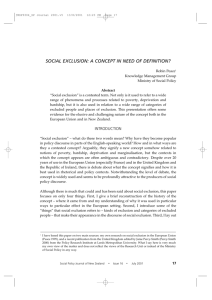 Social exclusion: a concept in need of definition?