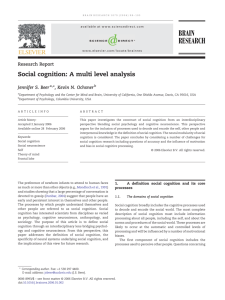 Social cognition: A multi level analysis - Psychology