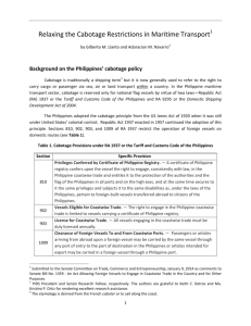 Relaxing the Cabotage Restrictions in Maritime Transport