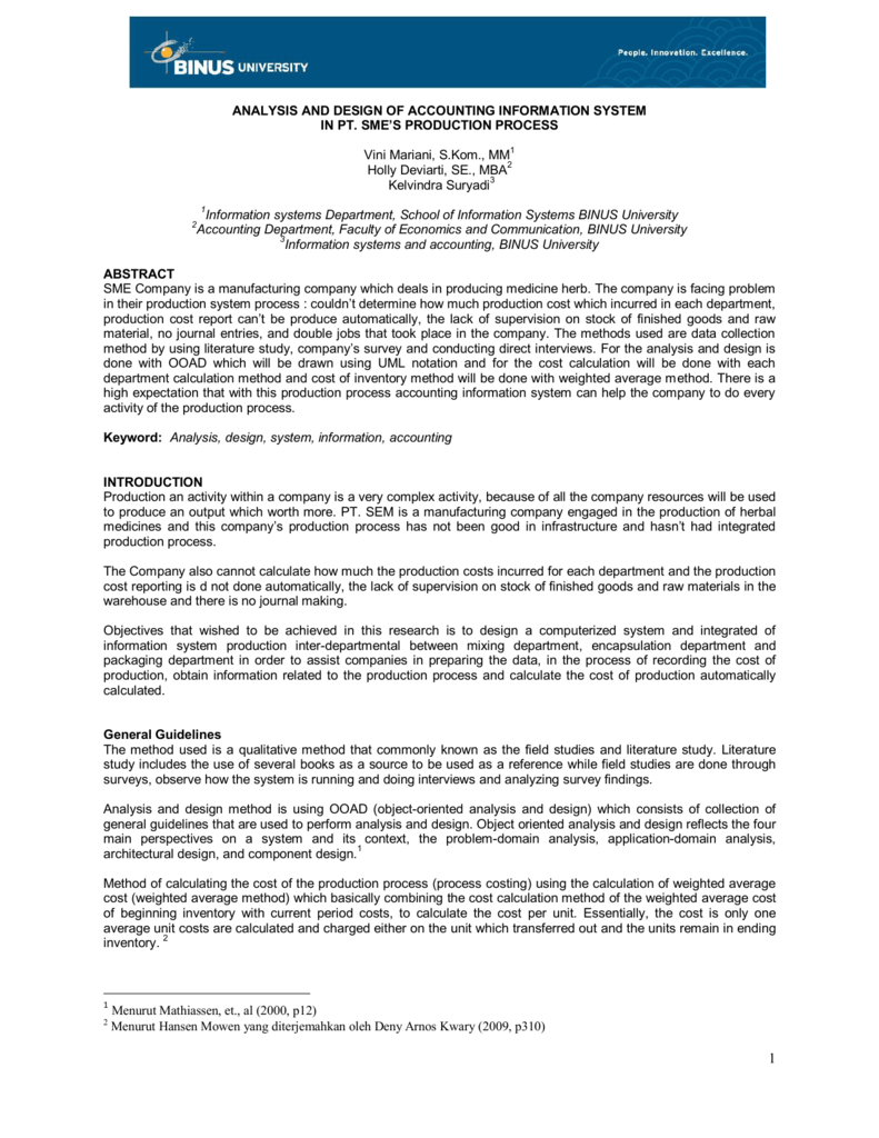 Analysis And Design Of Accounting Information
