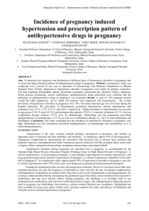 Incidence of pregnancy induced hypertension and prescription