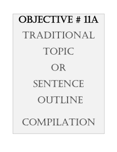 OBJECTIVE # 11A TRADITIONAL TOPIC OR SENTENCE Outline