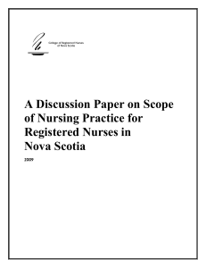 A Discussion Paper on Scope of Nursing Practice for Registered