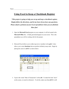 Using Excel to Keep a Checkbook Register