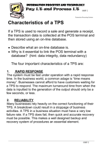 Characteristics of a TPS