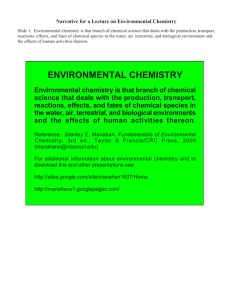 Narrative for a Lecture on Environmental Chemistry