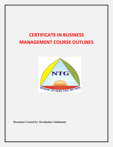 CERTIFICATE IN BUSINESS MANAGEMENT COURSE OUTLINES
