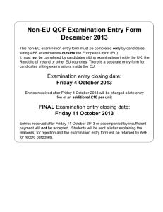 Non-EU QCF Examination Entry Form December 2013