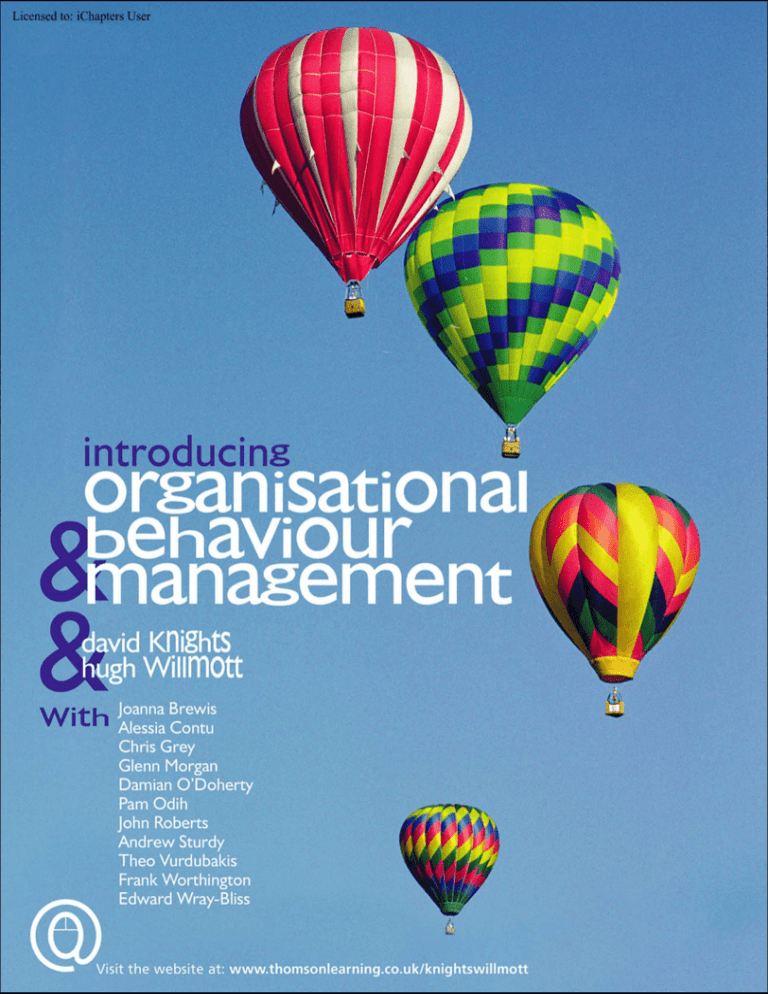 Introducing Organizational Behaviour and Management