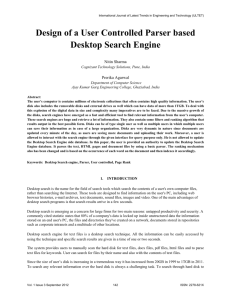 Design of a User Controlled Parser based Desktop Search Engine