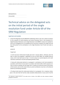 Technical advice on the delegated acts on the initial period of the